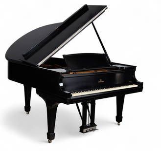 A Steinway & Sons ebonized model M grand piano, circa 1918: A Steinway & Sons ebonized model M grand pianocirca 1918Stamped U 1552 / 185455.height 39 1/2in (100cm); width 70in (178cm); depth 56in (142cm)