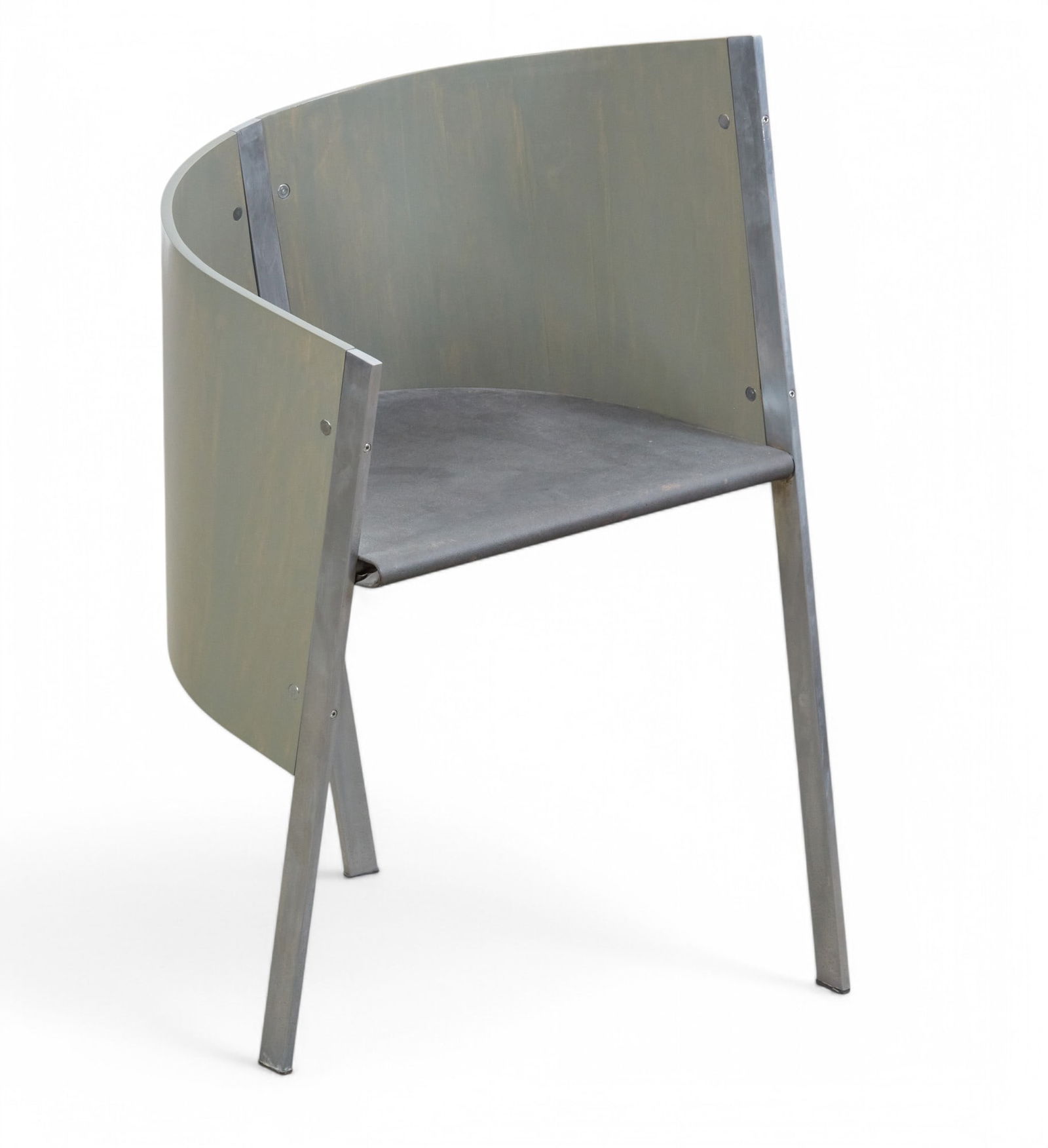 A Paolo Pallucco & Mireille Rivier steel and stained wood and leather Merry Go Round chair, Rome (1 of 6)