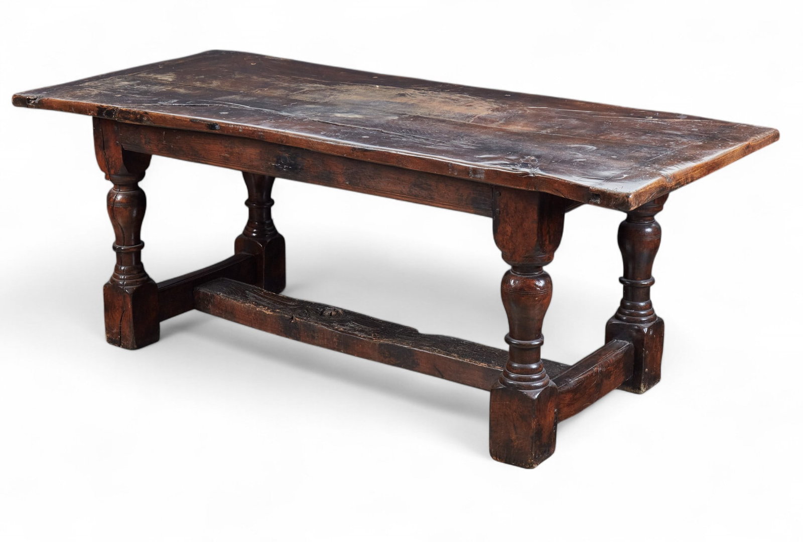 An English oak refectory table, Incorporating antique and later elements: An English oak refectory table Incorporating antique and later elements height 29 3/4in (74.5cm); width 78in (195cm); depth 33 3/4in (84.5cm) Provenance: Property from a Private Bel Air Estate.