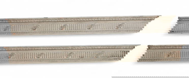 A pair of Directoire white painted pelmets, circa 1800: A pair of Directoire white painted pelmetscirca 1800longer length 73 1/2in (187cm)