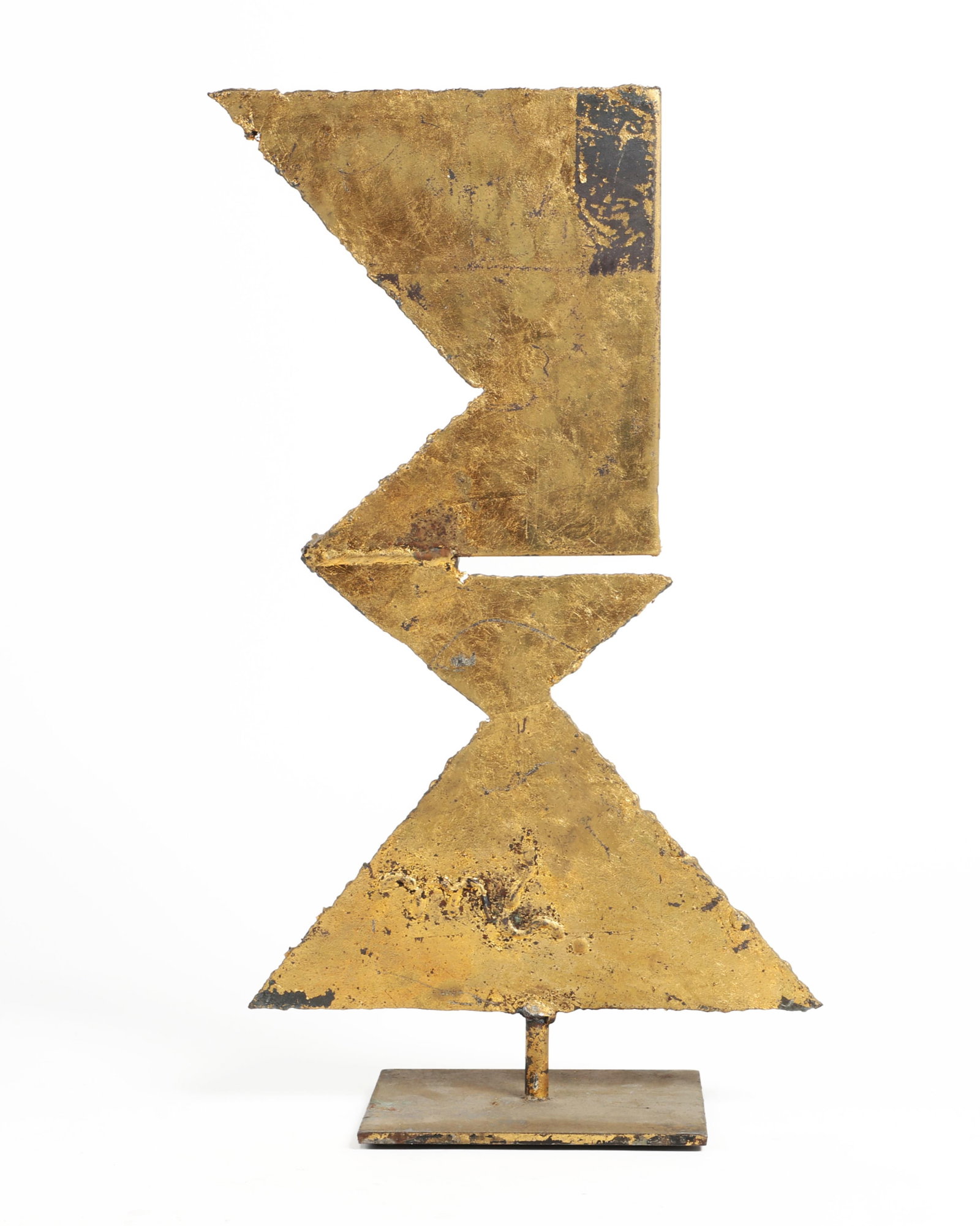 A Brutalist gilt iron abstract sculpture, mid 20th century: A Brutalist gilt iron abstract sculpture mid 20th century height 21in (53cm); width 12in (30.5cm); depth 6 1/4in (16cm) Provenance: Property from a San Diego, CA Collection.