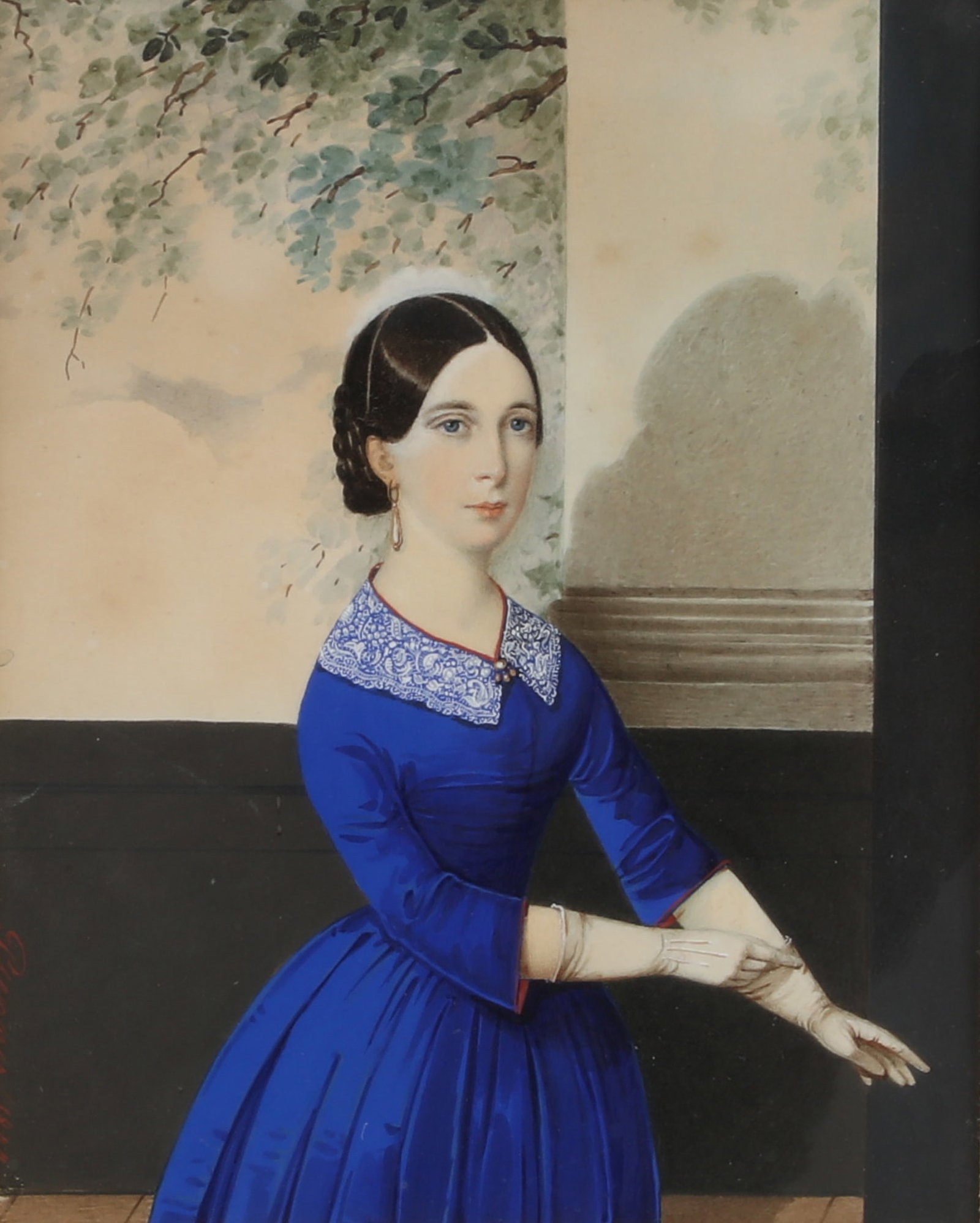 Attributed to Anton Psenner (Austrian, 1791-1866), Woman in Blue, watercolor on paperboard: Attributed to Anton Psenner (Austrian, 1791-1866) Woman in Blue watercolor on paperboard 5 1/2 x 4 1/2in (14 x 11cm) Provenance: Sold Doyle, New York, 15 July 2004, lot 65. Sold St
