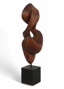 Toshio Odate (Japanese, b. 1930), stained wood, overall 27 x 7 x 8in (69 x 18 x 20cm): Toshio Odate(Japanese, b. 1930)Coming Togetherstained woodincised TO, raised on a pedestaloverall 27 x 7 x 8in (69 x 18 x 20cm) Provenance:Property from a San Diego, C
