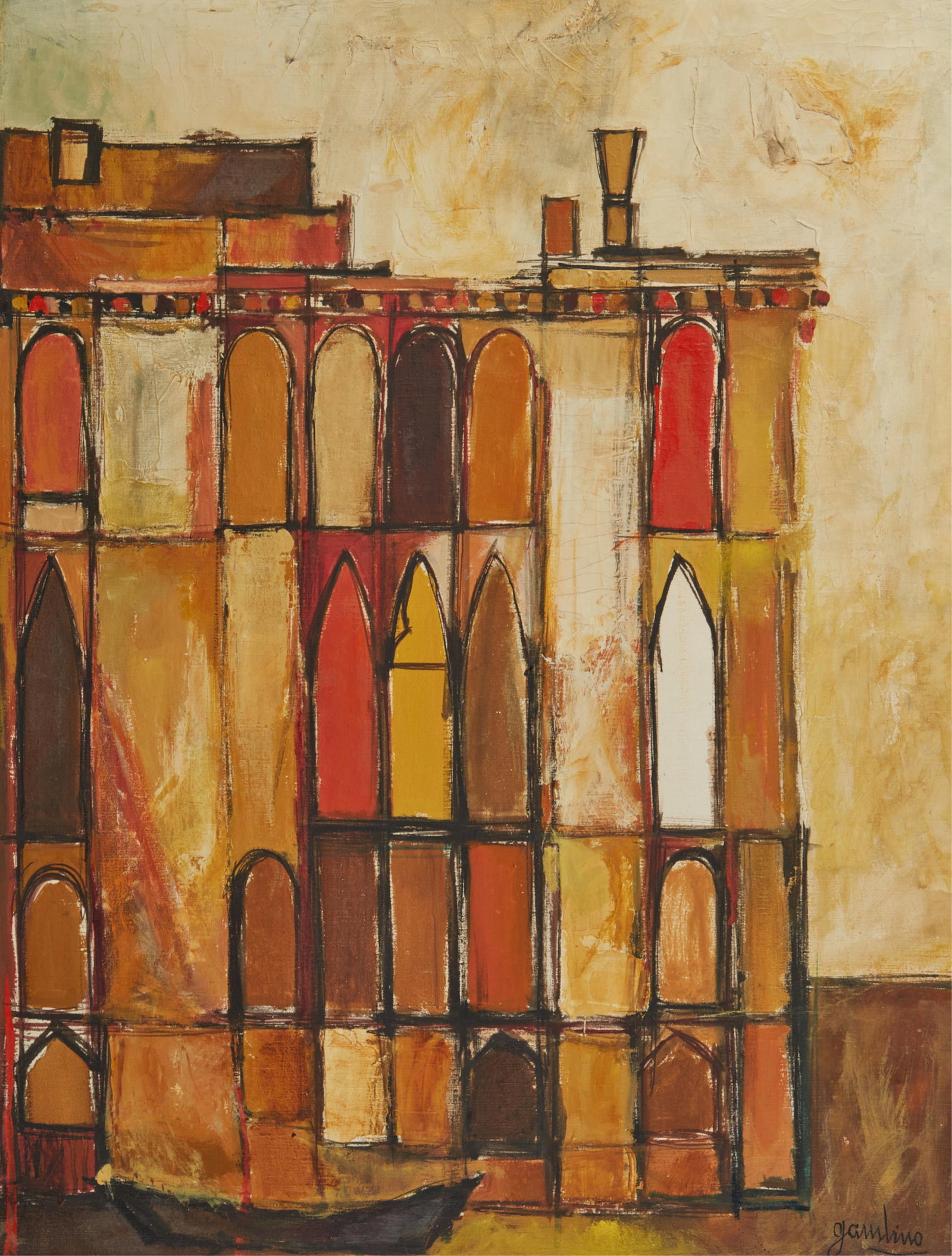 Giuseppi Gambino (Italian, 1928-1997), Casa Sur Canal Grande, oil on canvas: Giuseppi Gambino (Italian, 1928-1997) Casa Sur Canal Grande oil on canvas signed to lower right; signed, dated, and titled to reverse 38 x 28 1/2 in. (97 x 72 cm.)