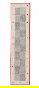 A modern Swedish rug: A modern Swedish rugapproximately 12ft 2in x 2ft 10in (371 x 87cm) Provenance:Property from a San Diego, CA Collection.
