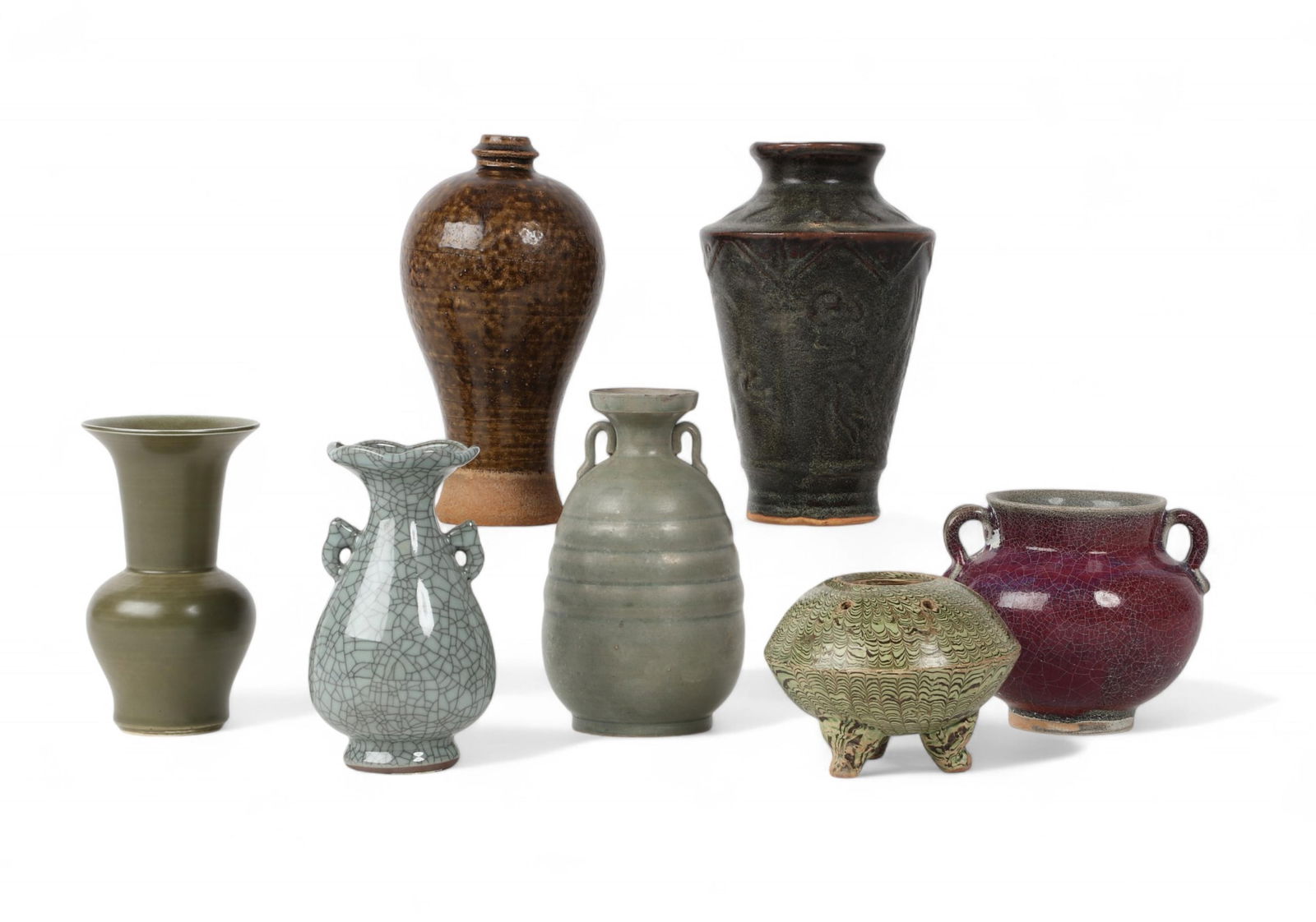A group of seven Chinese vases: A group of seven Chinese vasesTallest: height 8 1/2 x length 6 in. (21.6 x 15.2 cm.)