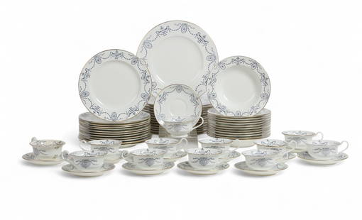 A Wedgwood Porcelain dinner service: A Wedgwood Porcelain dinner serviceSet consists of (14) dinner plates, (12) salad plates, (12) rim soups, (12) saucers and (12) cups