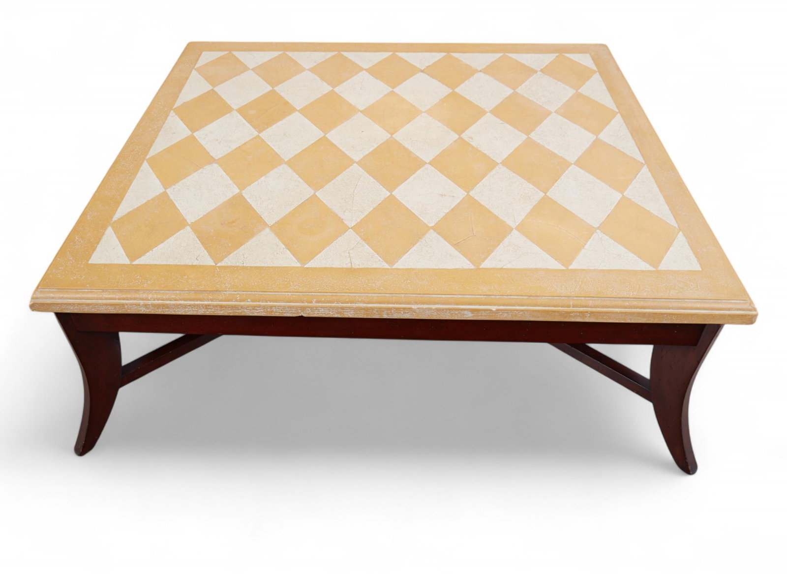 A mahogany coffee table with harlequin stone top, in the manner of Gio Ponti (1 of 3)