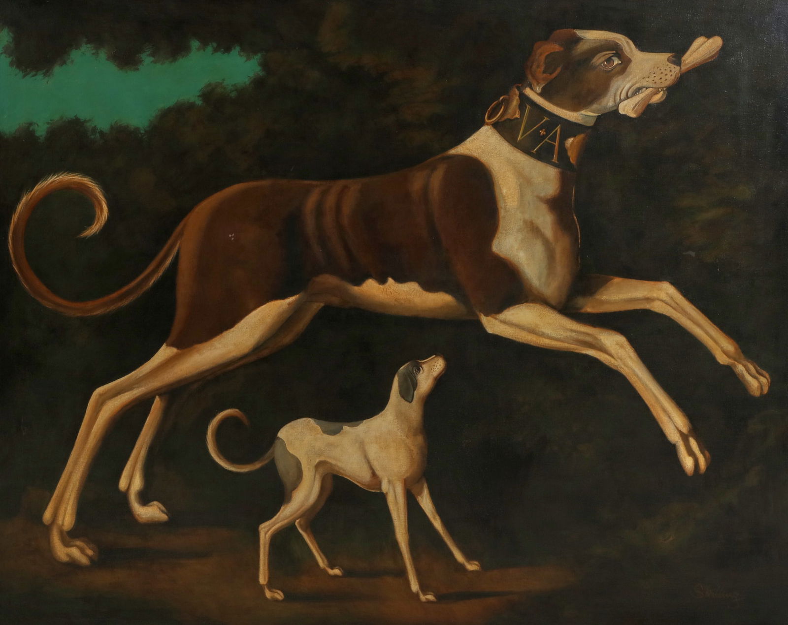 William Skilling (American, 1862-1964), Whippets, oil on canvas: William Skilling(American, 1862-1964)Whippetsoil on canvassigned lower right Skilling48 x 60in (122 x 153cm)