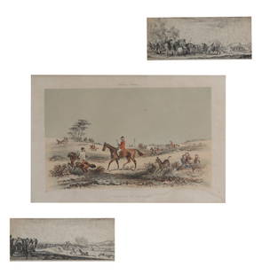 Three framed prints, two etchings and one engraving: Three framed prints, two etchings and one engravinglot includes: two Stefano della Bella (1610-1664) etchings on laid paper from his series entitled Peace and War, ca. 1638?43; printed and published i