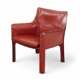 A Mario Bellini for Cassina red leather CAB armchair, modern: A Mario Bellini for Cassina red leather CAB armchairmodernheight height 31in (79cm); width 26 1/2in (67cm); depth 19 1/2in (50cm)