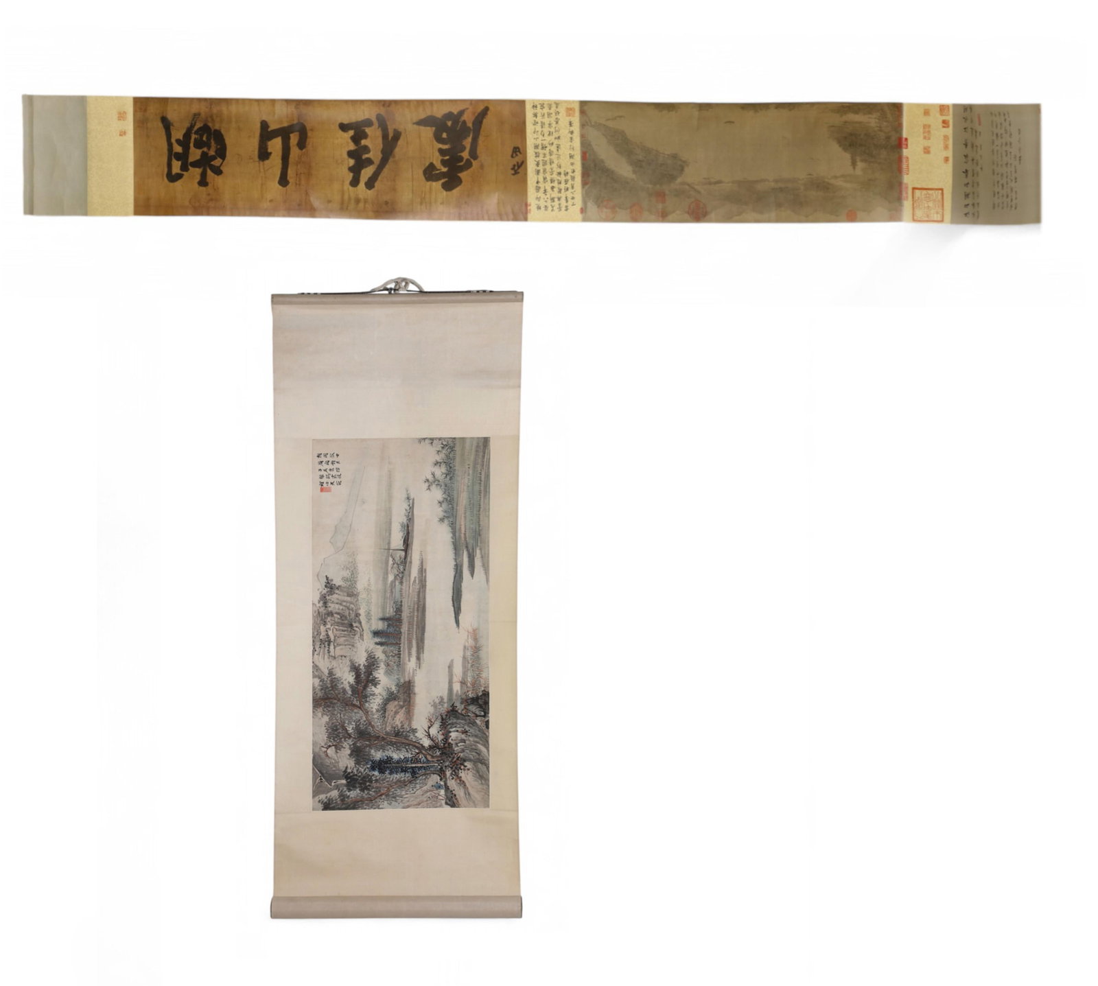 A Chinese scroll painting of a riverside landscape (1 of 12)