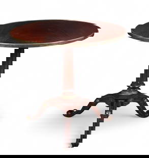 A Directoire style brass mounted mahogany center table, 20th century: A Directoire style brass mounted mahogany center table20th centuryheight 27 1/2in (69cm); diameter 30in (75cm) Provenance:Property from the Private Collection of Larry Bond, Utah.