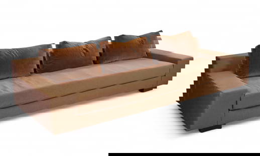 A Christian Liaicre for Holly Hunt sofa, modern: A Christian Liaicre for Holly Hunt sofamodernWith maker's label under cushion.height 25 1/2in (65cm); width 119in (302cm); depth of seat 39in (99cm)