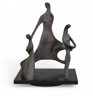 Barbara G Cohn Bisgyer (American, 1933-2025), Female figures, bronze: Barbara G Cohn Bisgyer(American, 1933-2025)Female figuresbronzeinscribed BISGYER, on an ebonized baseoverall 29 x 22 x 17in (74 x 56 x 43cm)