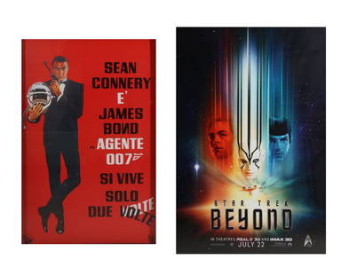 Two Hollywood movie posters, James Bond 007 and Star Trek: Two Hollywood movie posters, James Bond 007 and Star Treklot includes two framed offset posters: a Spanish language poster for James Bond 007: You Only Live Twicestarring Sean Connery and the other fo