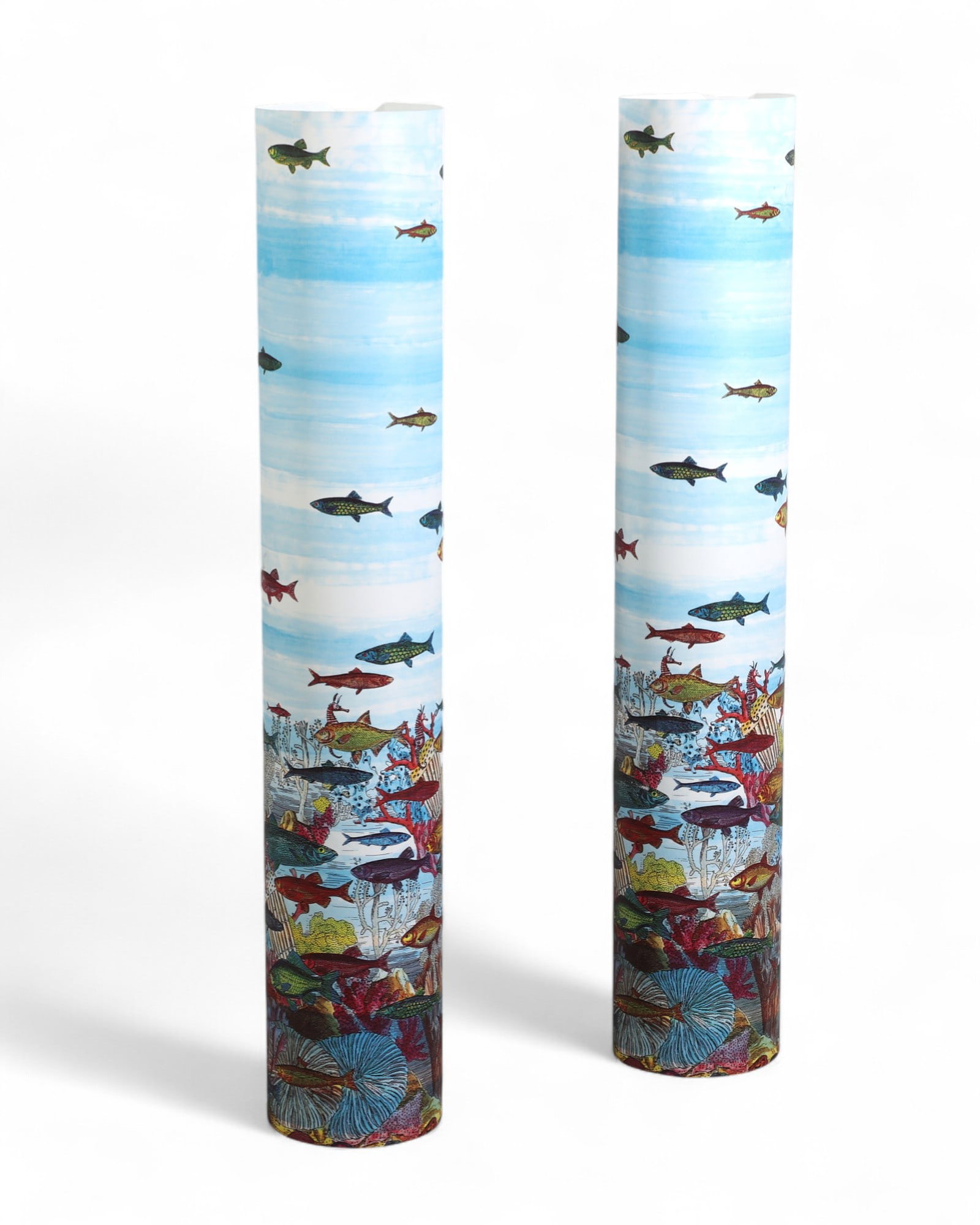 A pair of Barnaba Fornasetti for Antonangeli Illuminazione Fondale Marino floor lamps: A pair of Barnaba Fornasetti for Antonangeli Illuminazione Fondale Marino floor lampsdesigned by Piero Fornasettilate 20th centuryheight 47in (120cm); width 8 1/2in (21cm); depth 12in (30.5cm)