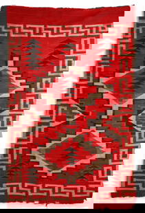 A Native American woven rug, Navajo: A Native American woven rugNavajoapproximately 6ft 8in x 4ft 2in (200 x 127cm)
