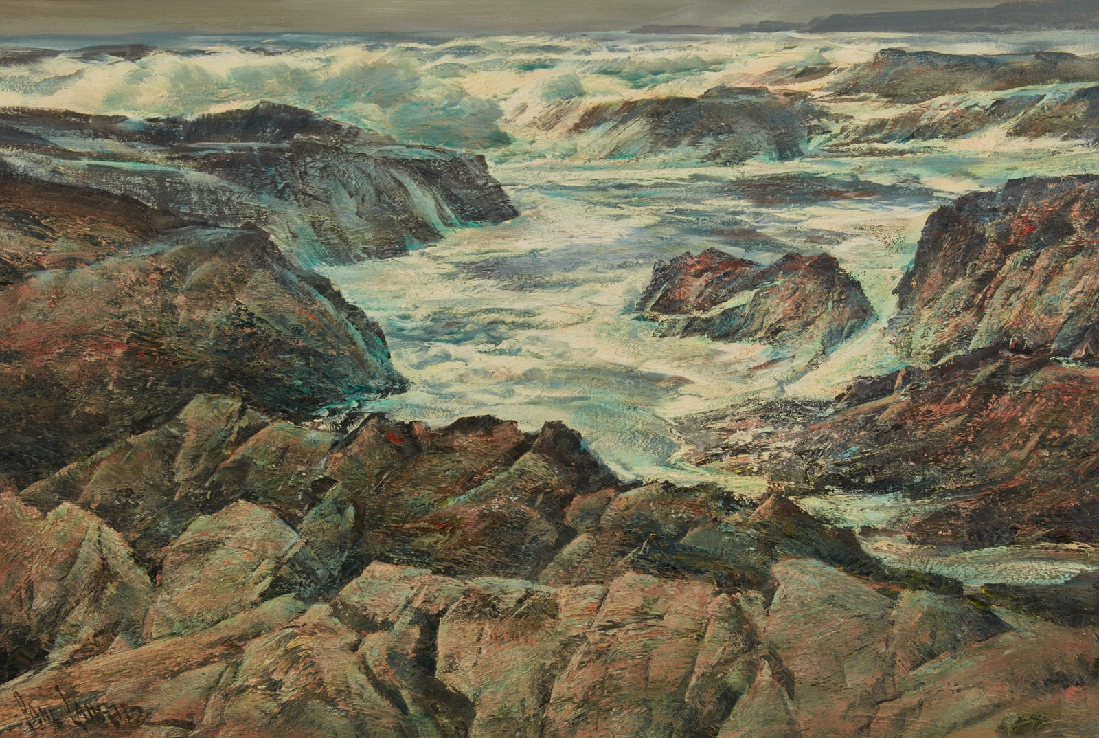 Paul Lauritz (American, 1889-1975), Los Palos Verdes, Rock Bound Coast, Carmel, oil on canvas (1 of 4)