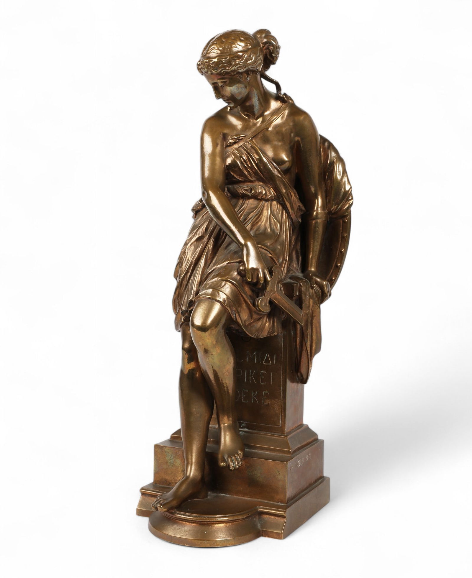 A French bronze model of a seated woman: Amazon Vaincue, after  Aizelin, Barbedienne (1 of 12)