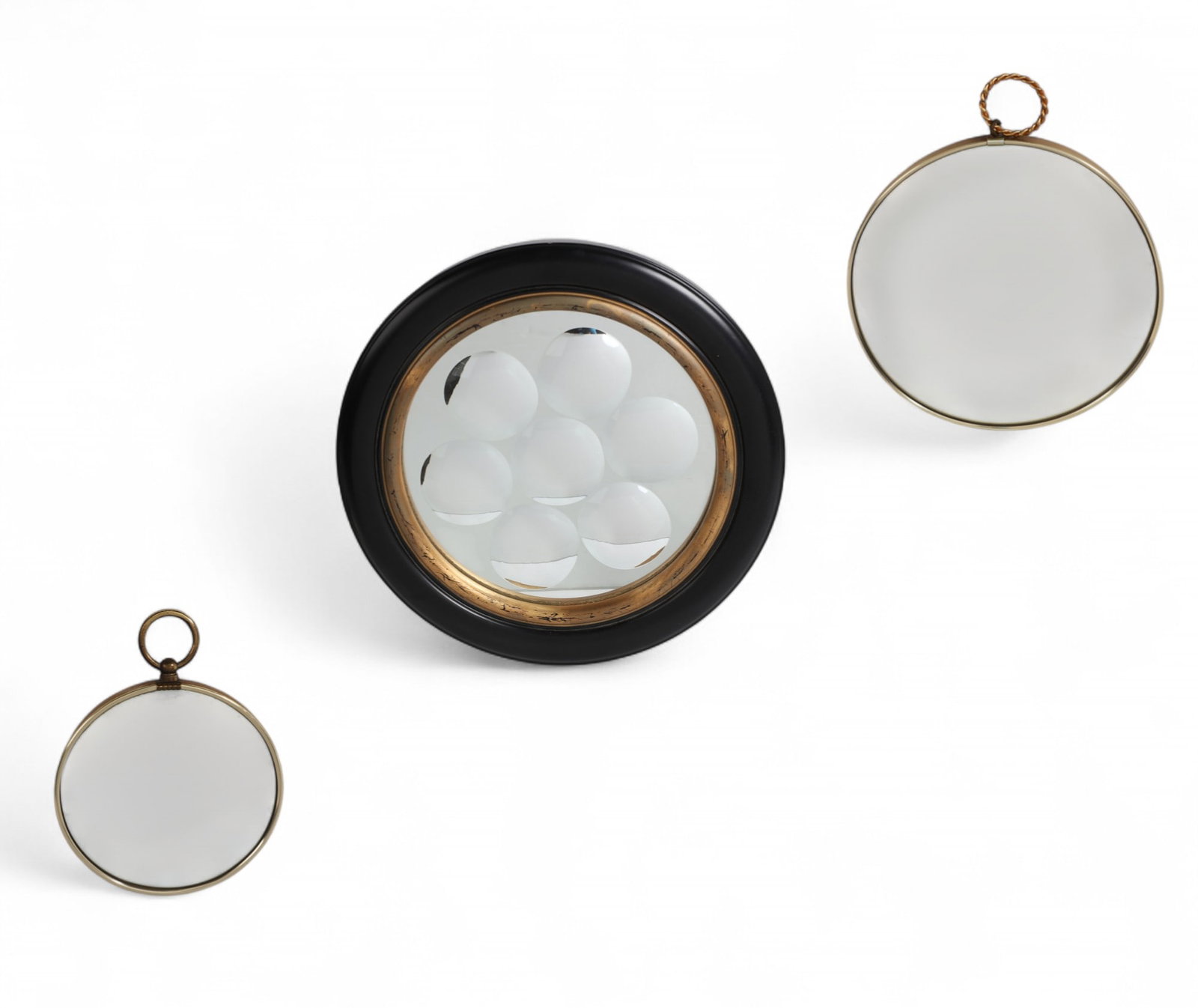 Three Piero Fornasetti style circular mirrors, modern (1 of 6)