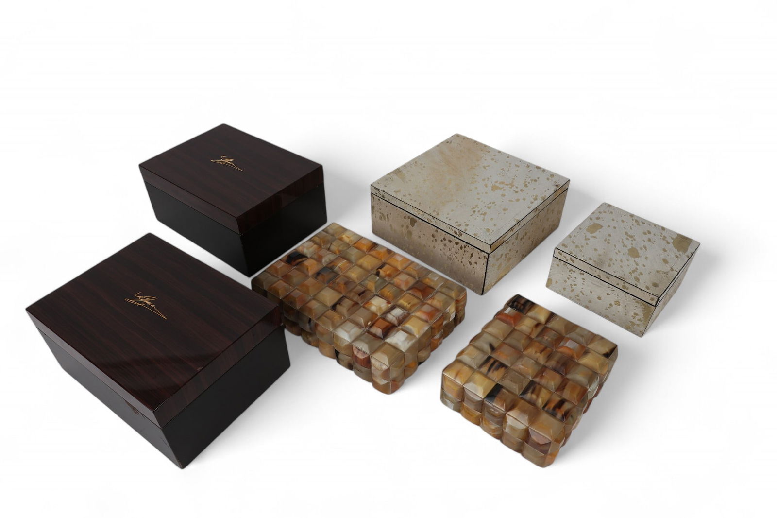 A group of six decorative boxes: A group of six decorative boxes
