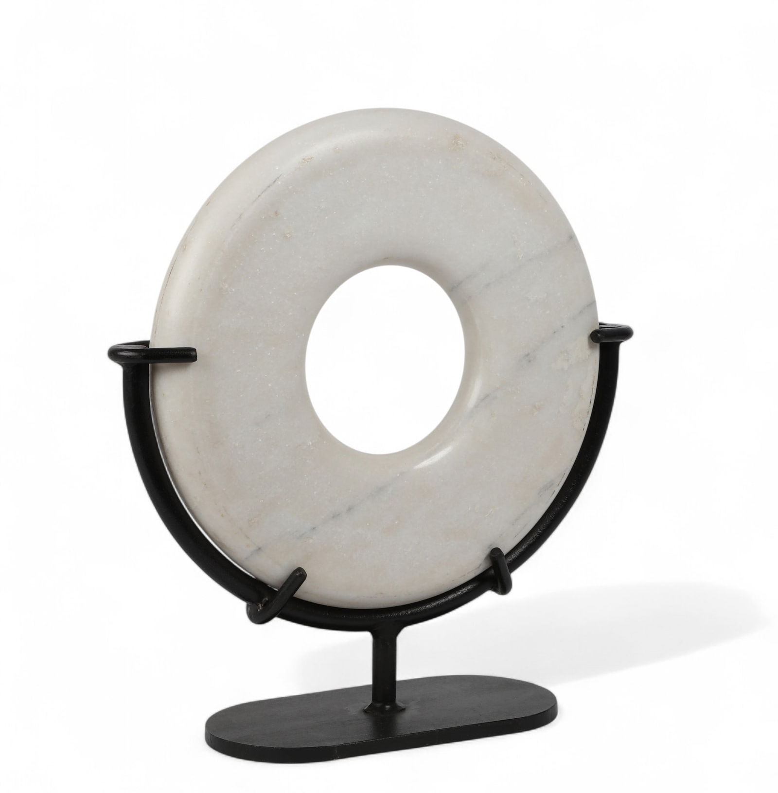 A marble and iron sculpture: A marble and iron sculpture height 20 x width19 in. (50.8 x 48.3 cm.)