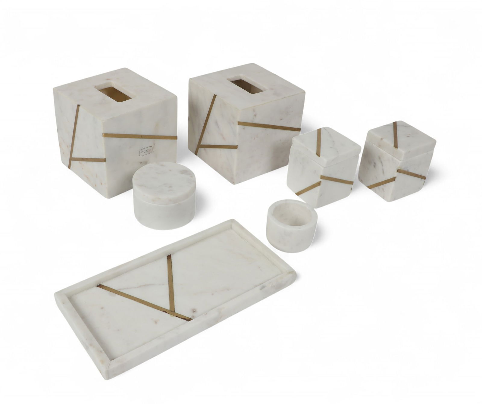 A group of seven marble bathroom articles (1 of 4)