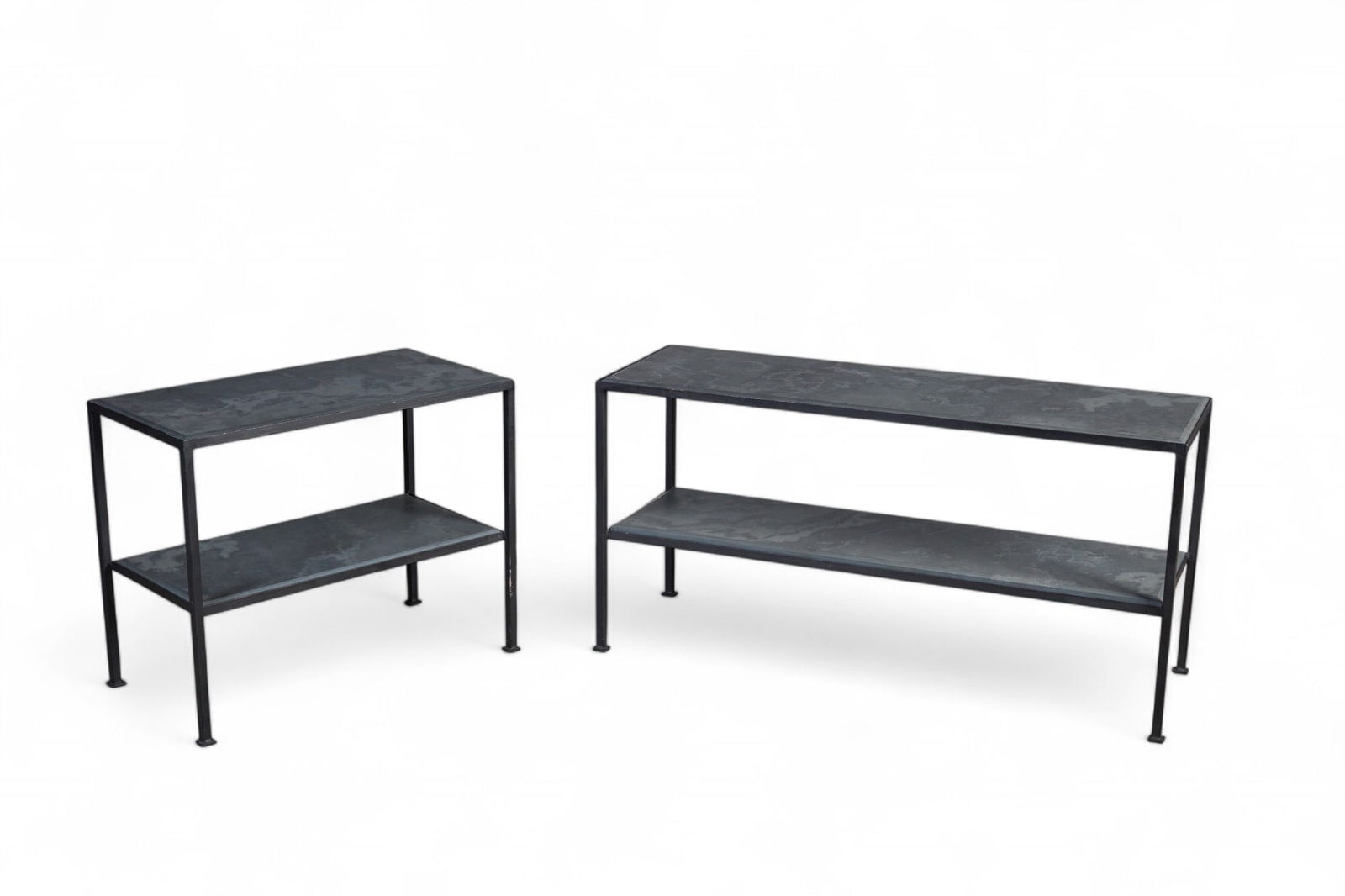 A group of two two-tier iron and slate tables (1 of 4)