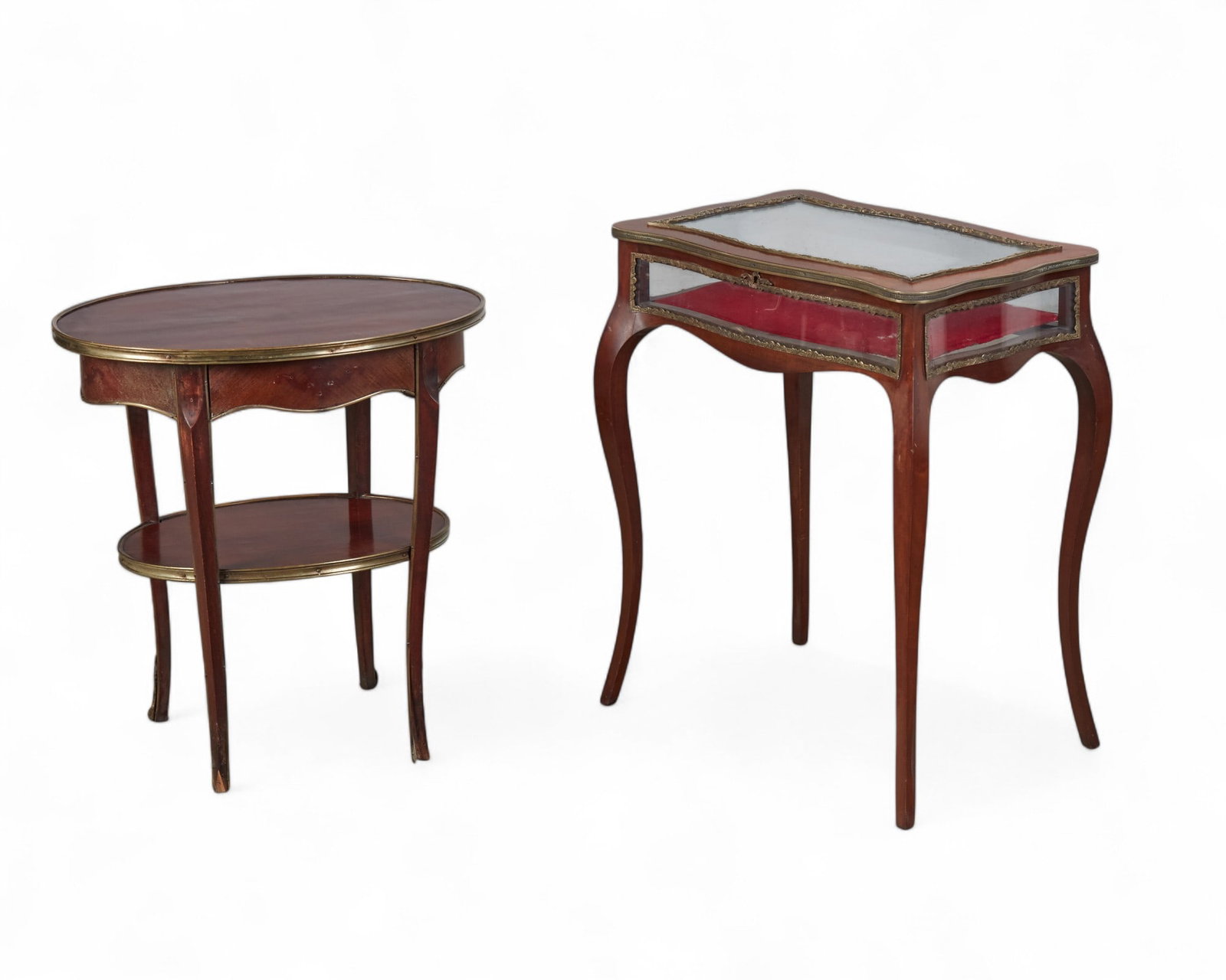 A French vitrine table and an oval salon table, 20th century (1 of 6)
