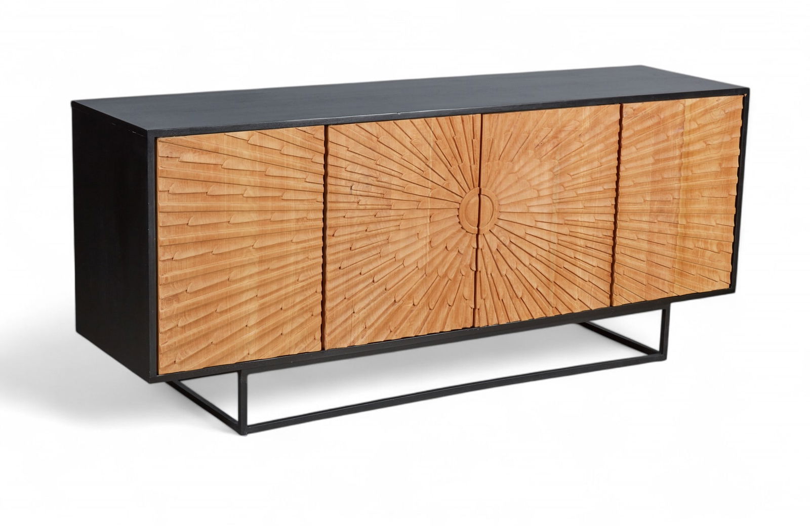 A contemporary four door cabinet with metal base (1 of 6)