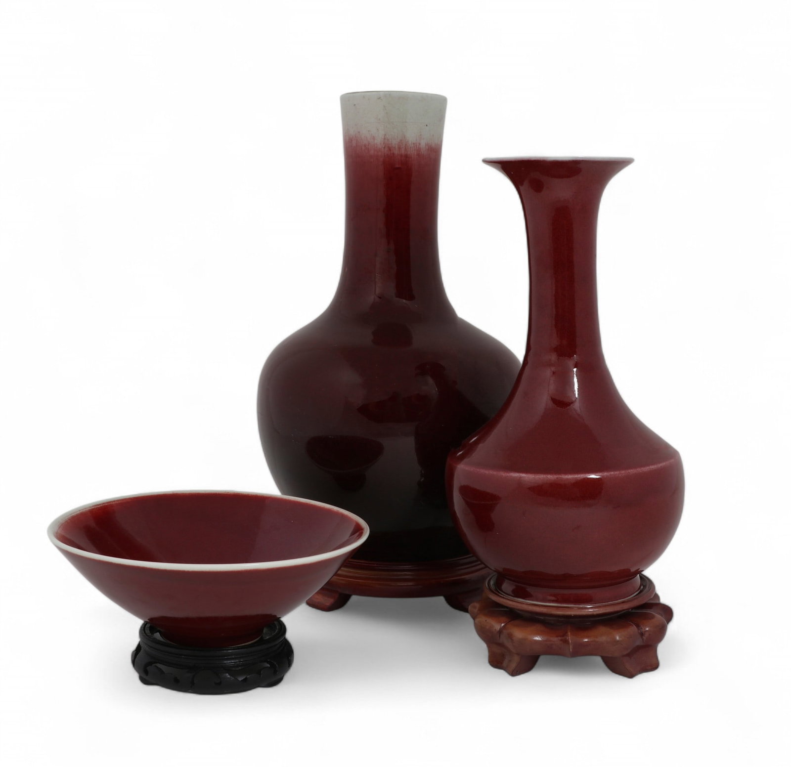 Three Chinese sang de boeuf glazed porcelain vessels (1 of 6)