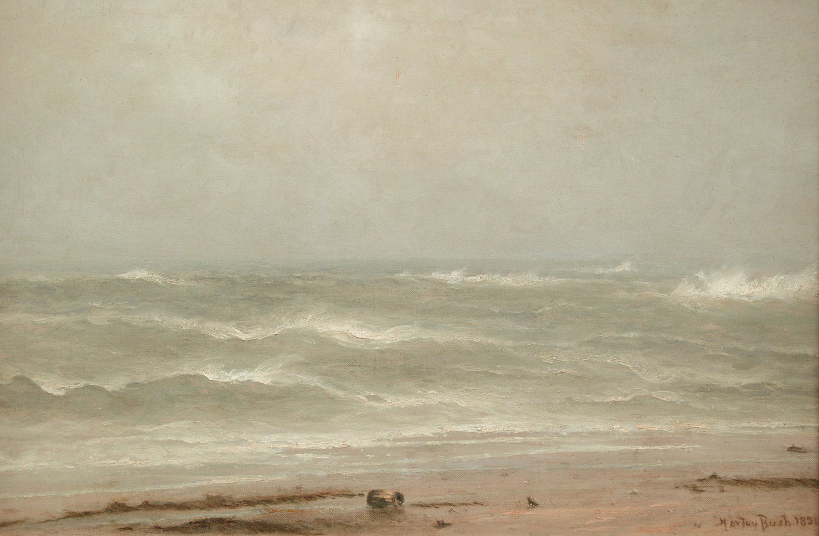 Norton Bush (American, 1834-1894), Seashore under a grey sky, 1891, oil on canvas: Norton Bush(American, 1834-1894)Seashore under a grey sky, 1891oil on canvassigned lower right NORTON BUSH and dated16 x 24in (41 x 61cm)