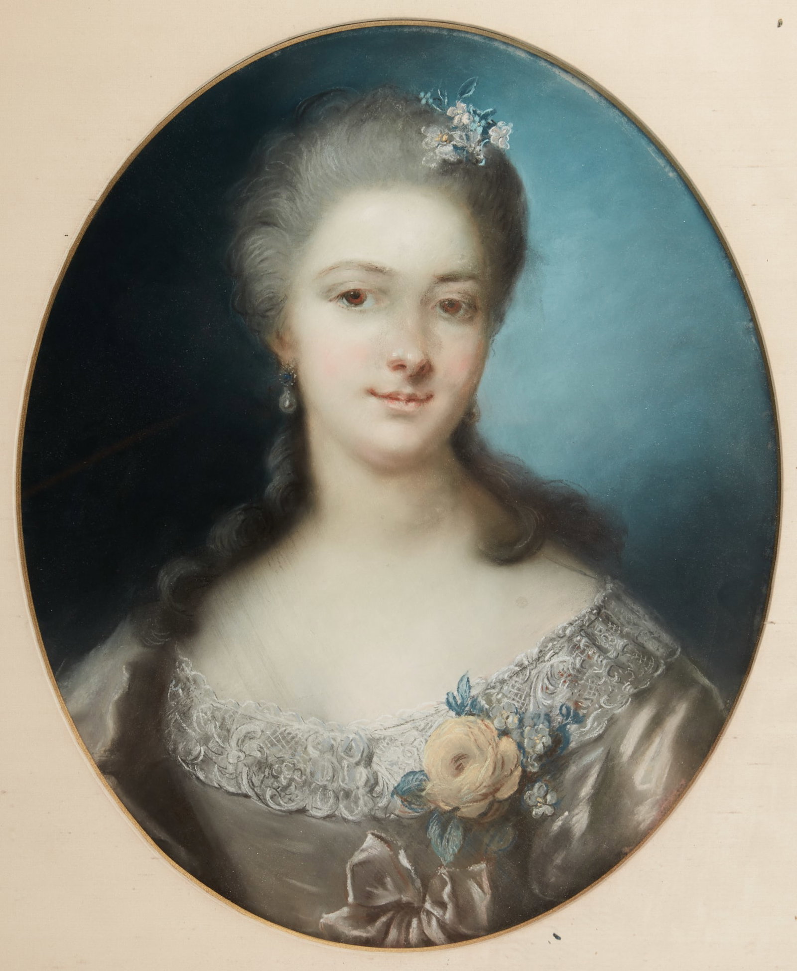 French School (19th century), Portrait of a lady, pastel and conte on paper, 21 x 17 in (53 x 43cm) (1 of 3)