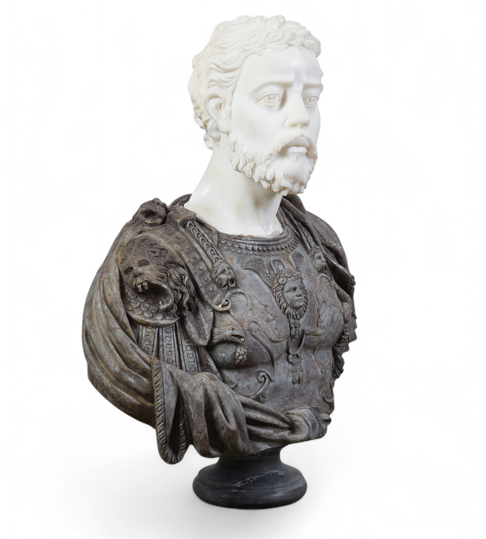 A Classical style mixed marble bust of Cosimo de Medici, after the model by Benvenuto Cellini (1 of 10)