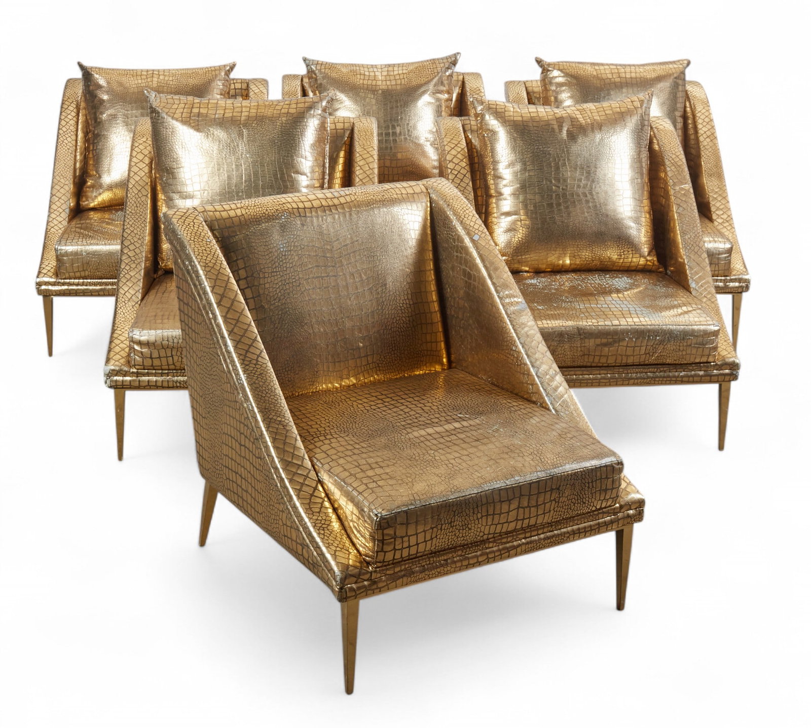 A group of six 'Koket' gold crocodile print arm chairs (1 of 5)