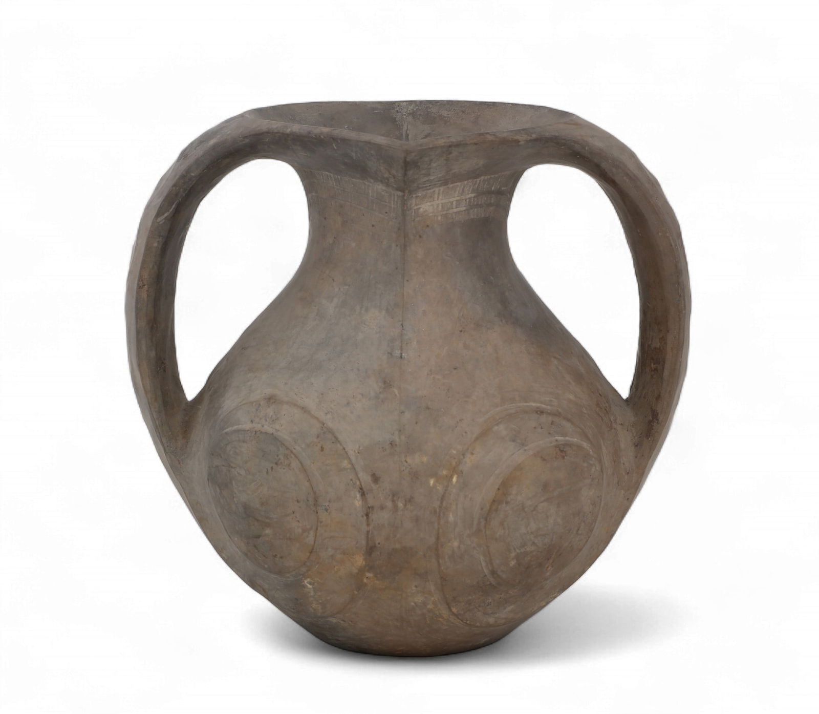 A Chinese Sichuan black pottery amphora: A Chinese Sichuan black pottery amphoraheight 7in (17.5cm); width handle to handle 7 1/2in (19cm); depth 6in (15cm) Provenance:Property from a Private Collector Carmel, California.