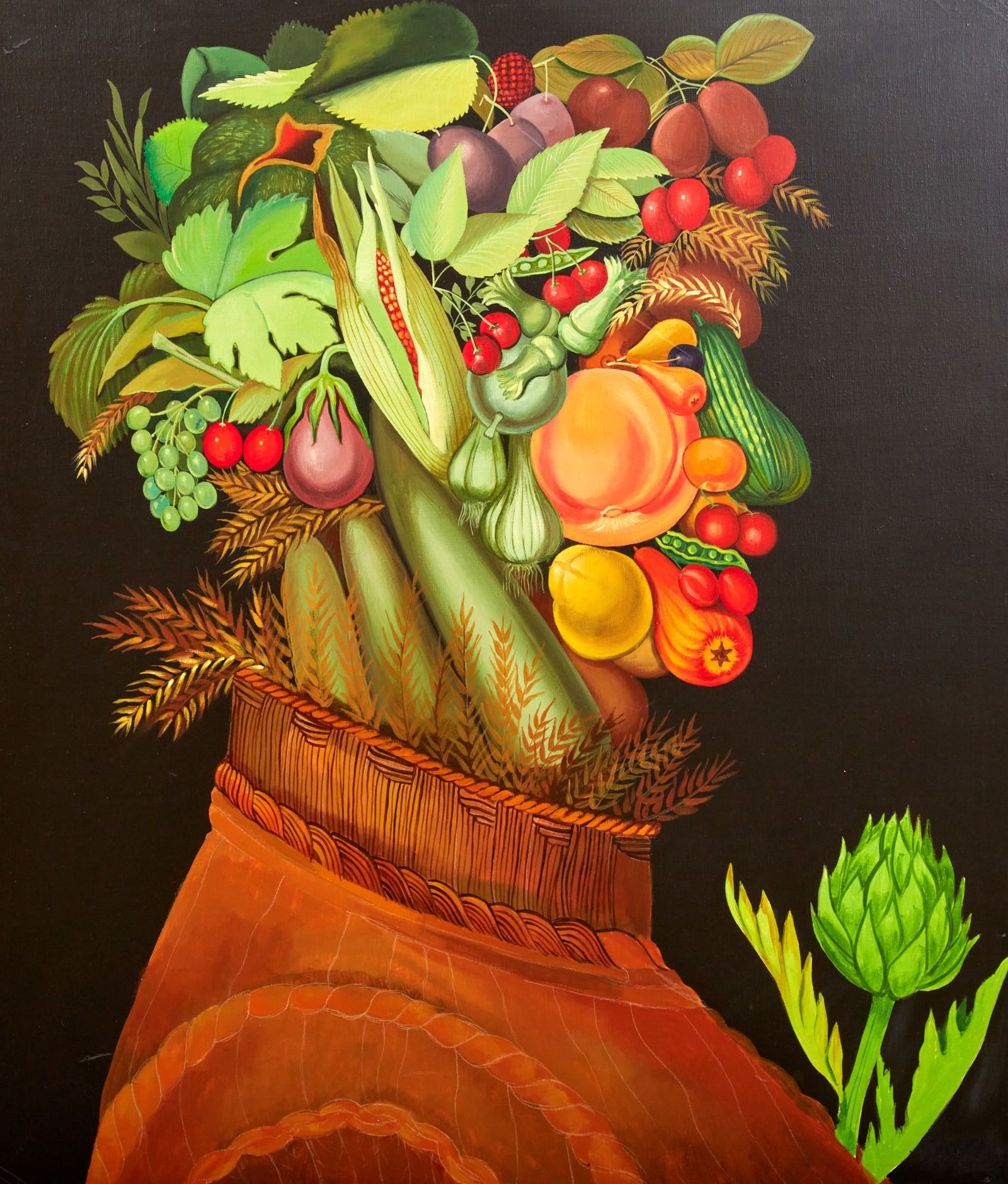 William Skilling (American, 1862-1964), Summer after Giuseppe Arcimboldo, oil on canvas: William Skilling(American, 1862-1964)Summer (Mannerist profile of a man as vegetables after Giuseppe Arcimboldo)oil on canvassigned lower right Skilling42 x 36in (107 x 91cm) Pr