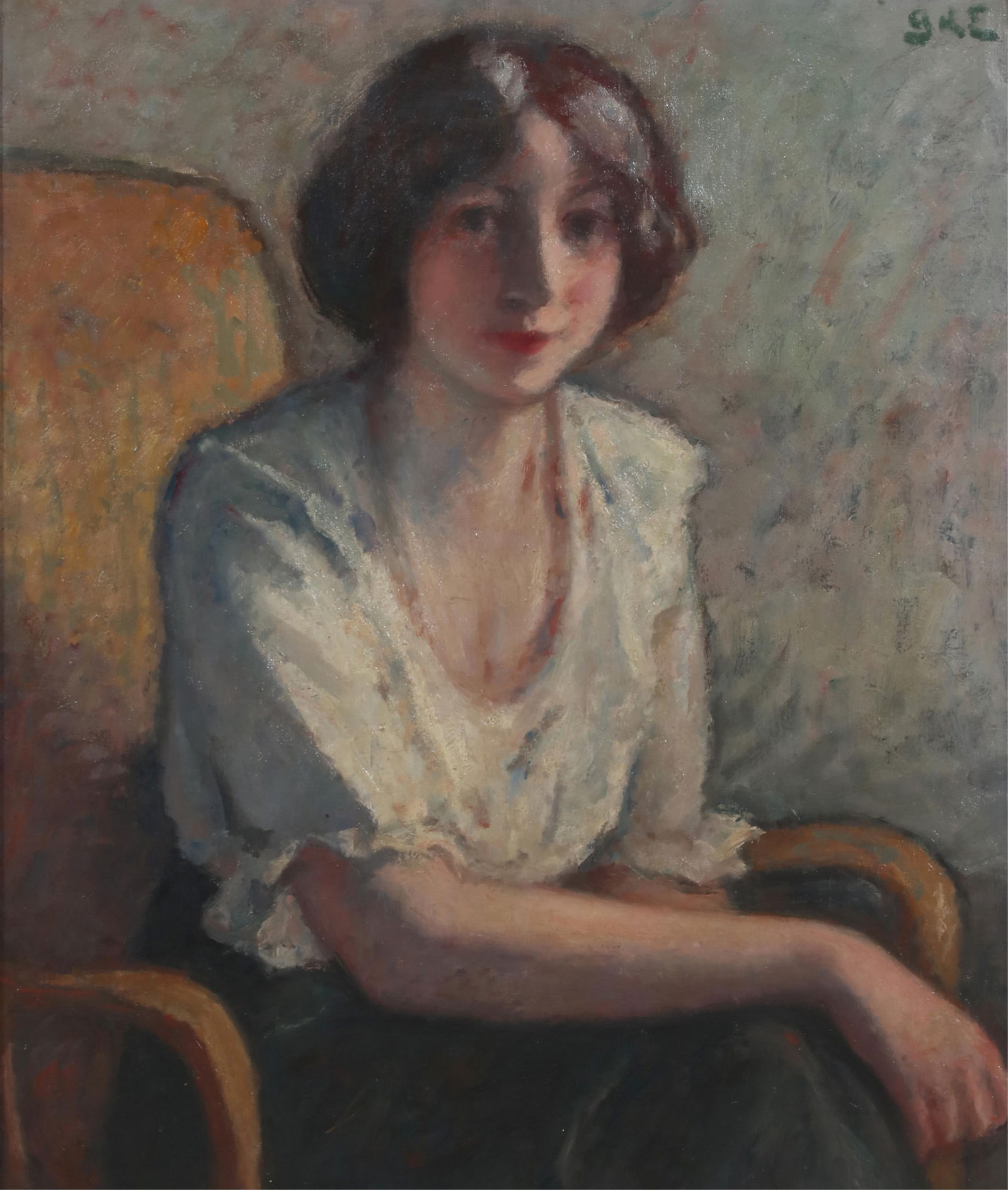 Georges DEspagnat (French, 1870-1950), Portrait of a young woman, Marie, oil on canvas: Georges DEspagnat(French, 1870-1950)Portrait of a young woman, Marieoil on canvassigned upper right GdE26 x 21 1/2in (65 x 54cm)
