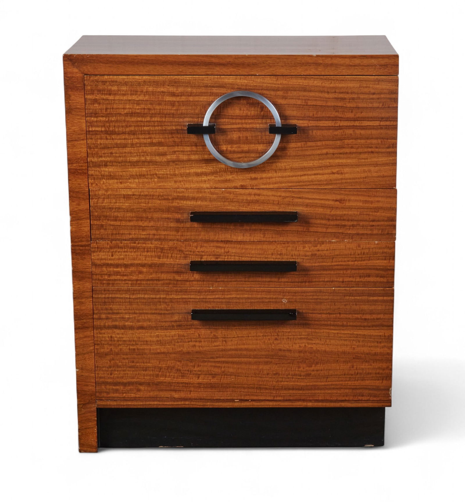 A Gilbert Rohde for Herman Miller parcel ebonized stained East Indian laurel chest of drawers: A Gilbert Rohde for Herman Miller parcel ebonized stained East Indian laurel chest of drawerscirca 1935height 41 1/4in (103cm); width 32in (80cm); depth 15in (37.5cm) Provenance:Property from the Col