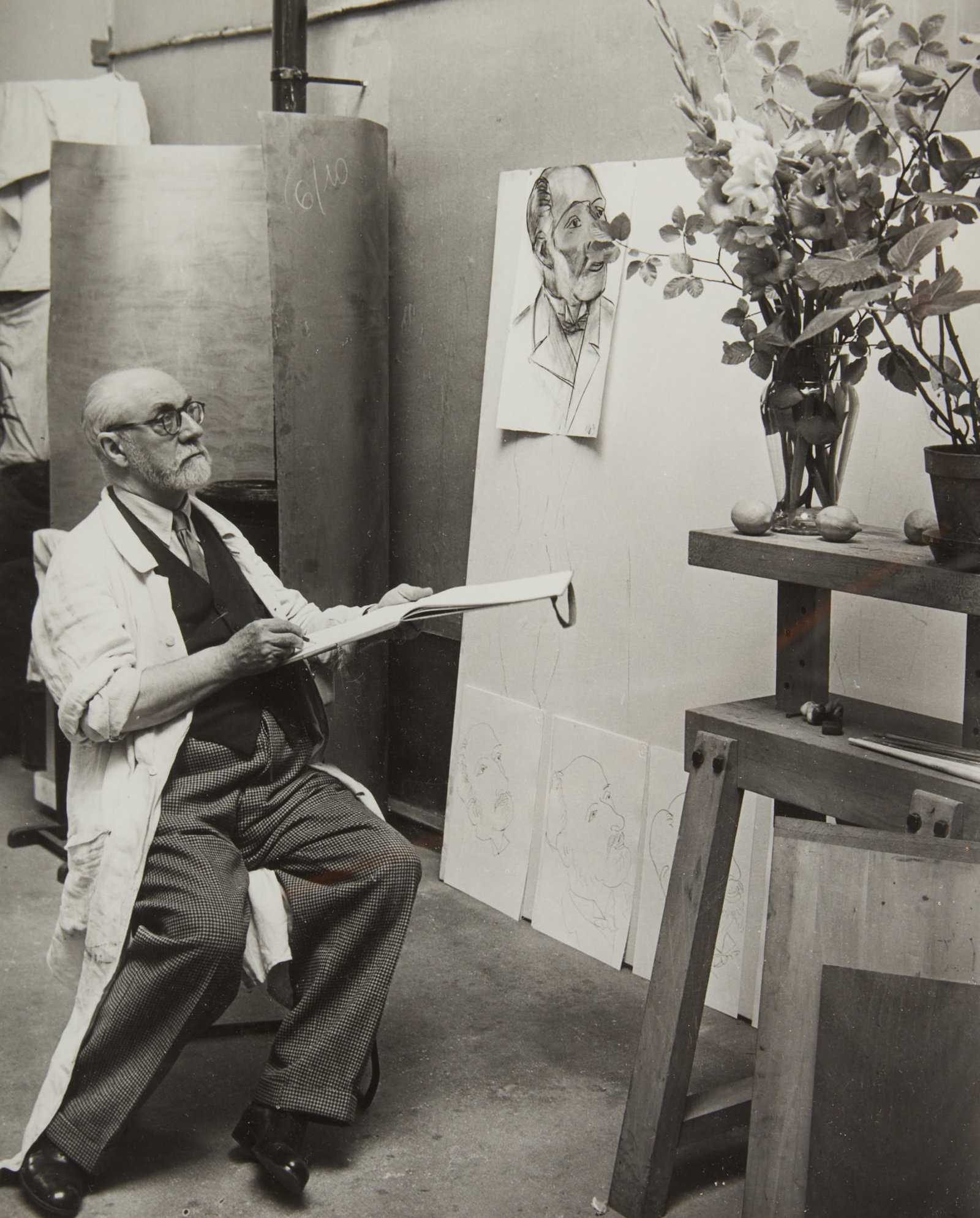 Gyula Halasz (Brassai) (Hungarian/French, 1899?1984), Henri Matisse in his studio, circa 1939: Gyula Halasz (Brassai)(Hungarian/French, 1899?1984)Henri Matisse in his studio, circa 1939gelatin silver printmost likely a posthumous printing; unmarked no printing information13 x 10 1/2 (33 x 27 in