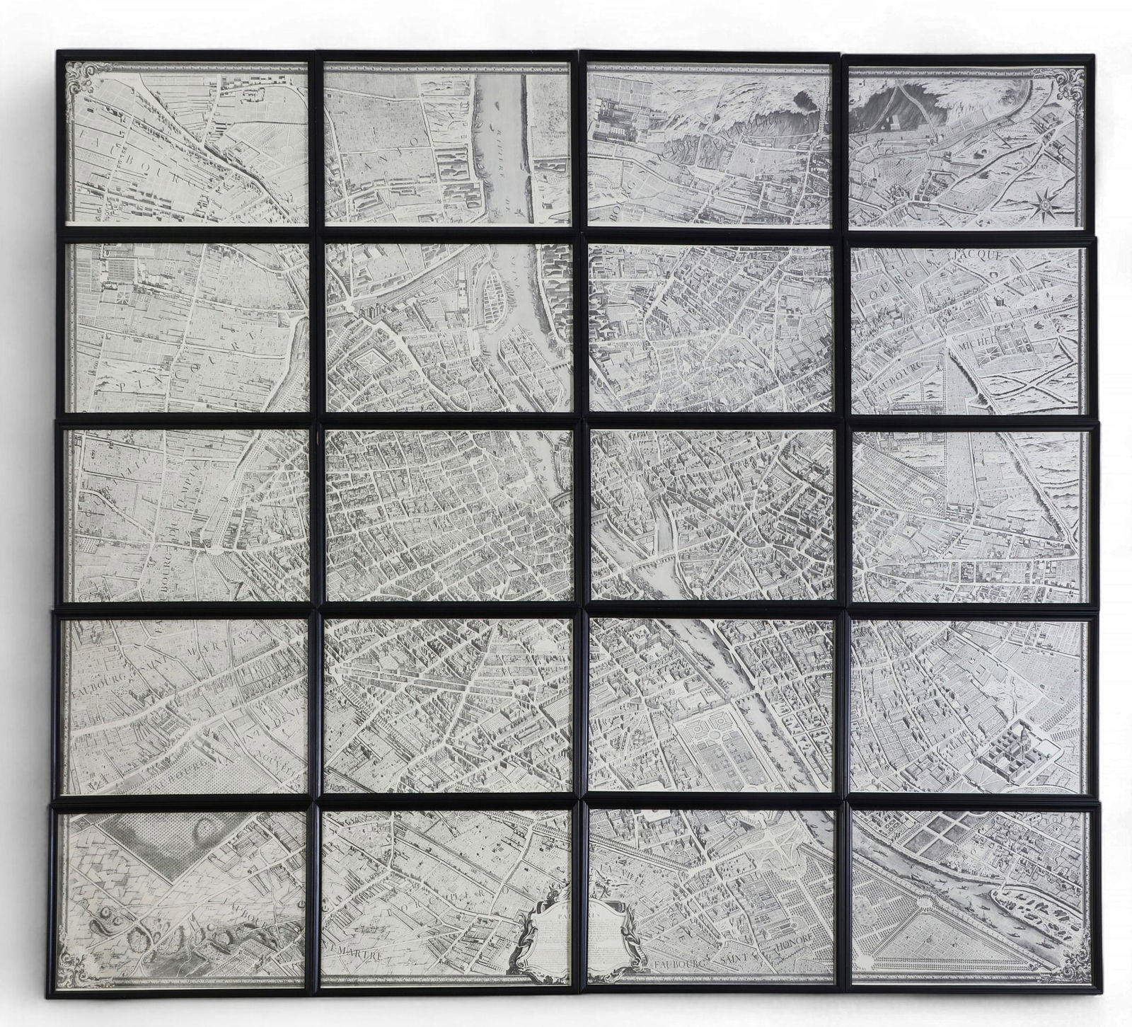 A Michel-Entienne Turgot 1739 map of Paris in twenty parts (1 of 3)