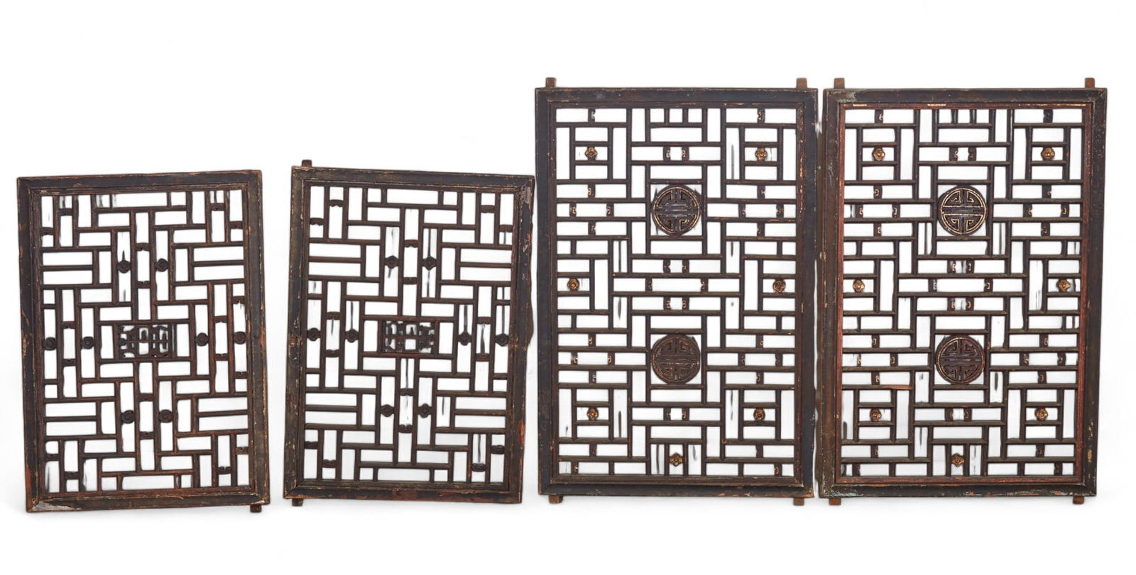 A group of four Chinese carved wood panels (1 of 8)