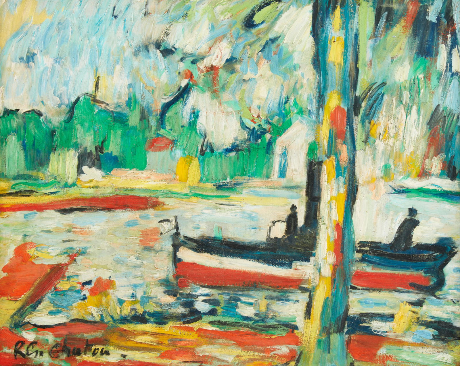 in the manner of Maurice de Vlaminck (France, 19th - 20th century), Le Chatou, oil on panel, 20 3/4 (1 of 5)