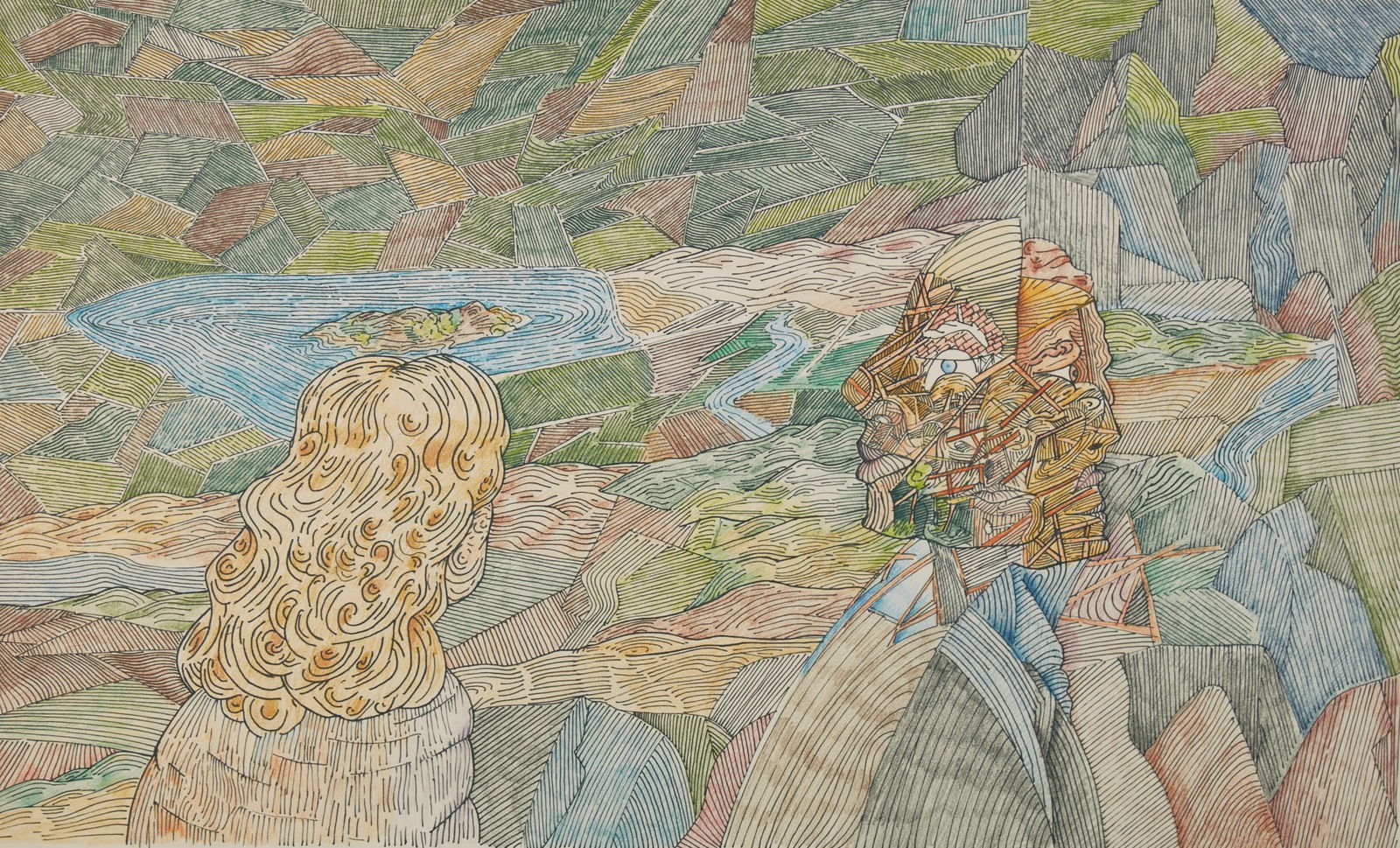 Howard Nathenson (American, b. 1940), Untitled 1975, ink and color pencil on wove paper, 26 x 41 1/2 (1 of 5)