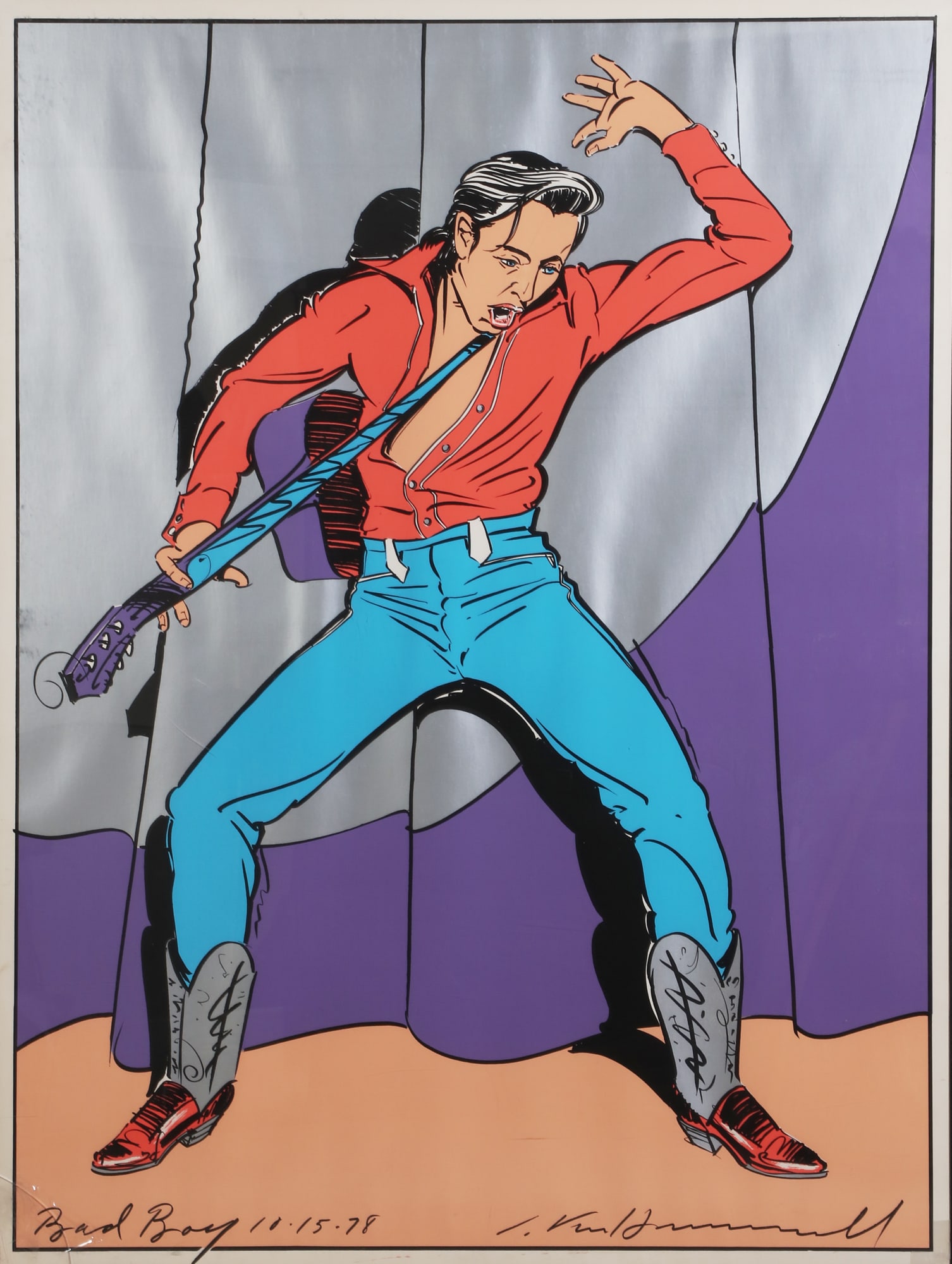 John Van Hamersveld (American, b.1941), Bad Boy 1978, screen in colors on wove paper, 54 1/2 x 40 (1 of 4)