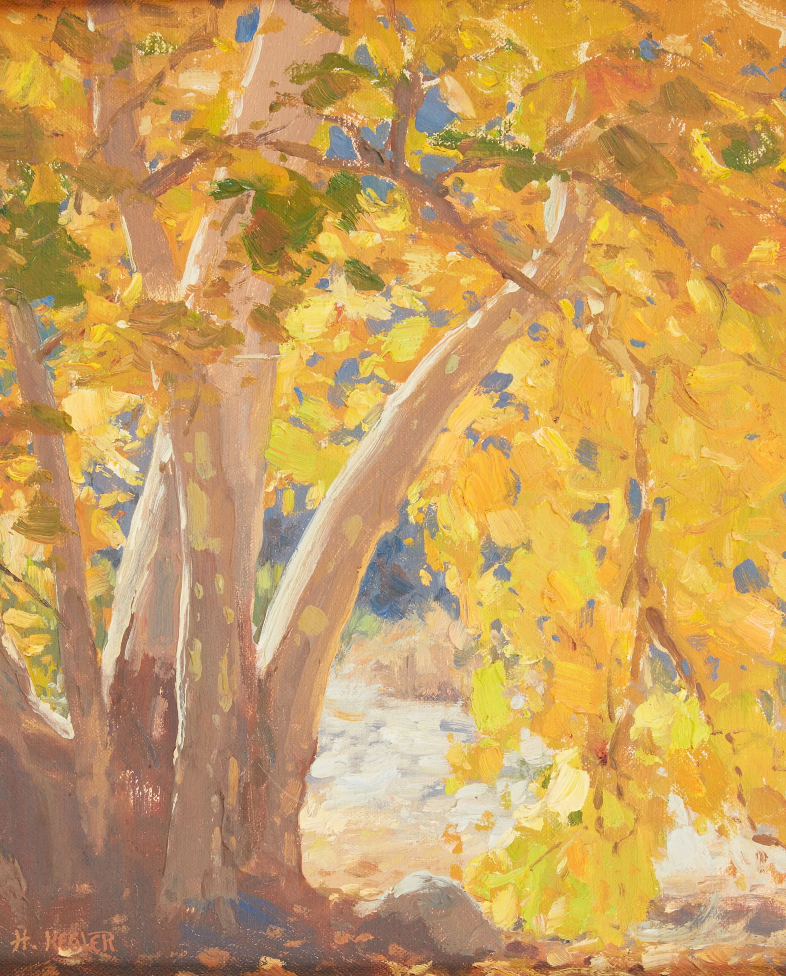 Hans Kegler , A landscape scene, oil on canvas, Framed: 19 1/2 x 17 1/2 in. (49.5 x 44.5 cm.) (1 of 3)