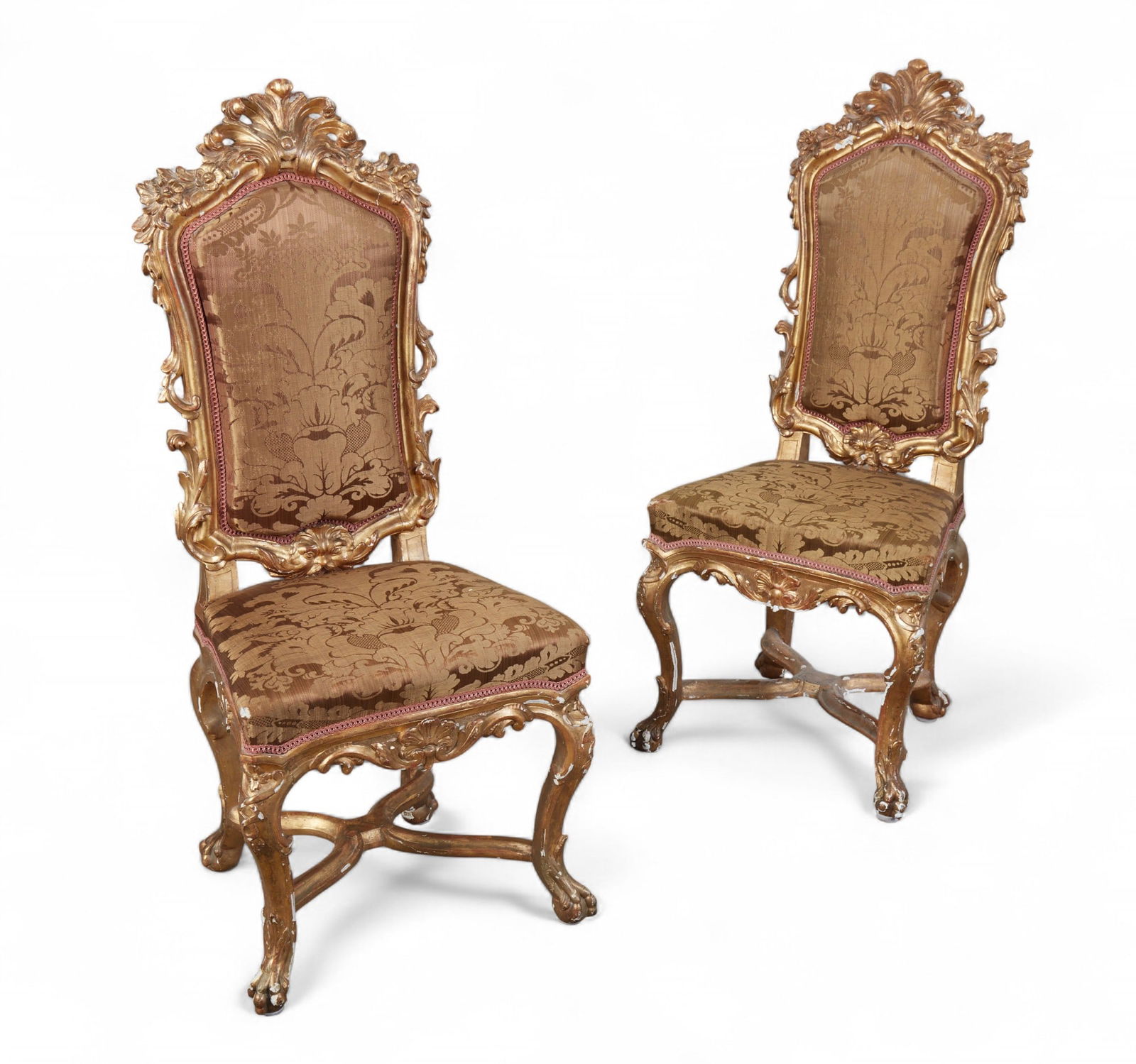 A pair of Venetian Baroque giltwood side chairs, probably late 18th/early 19th century (1 of 9)