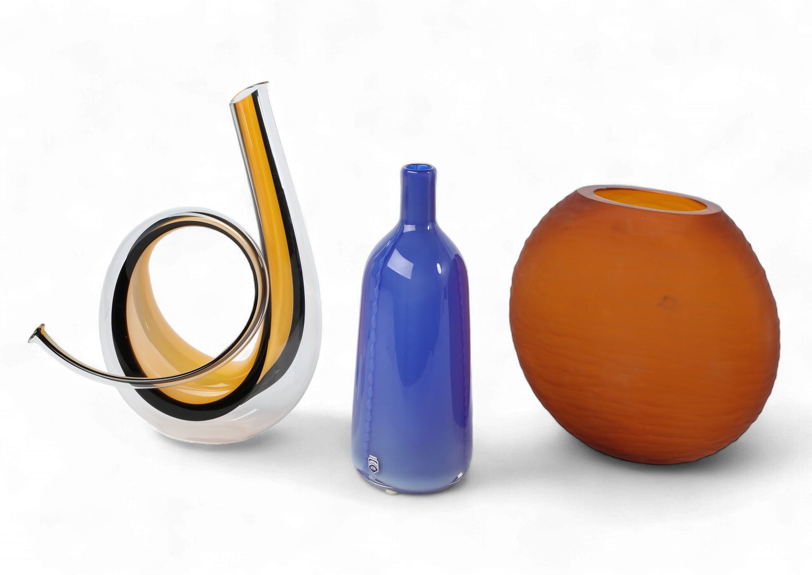 Three Continental art glass Modernist tablewares, various makers, Murano and Austria, 20th century (1 of 5)