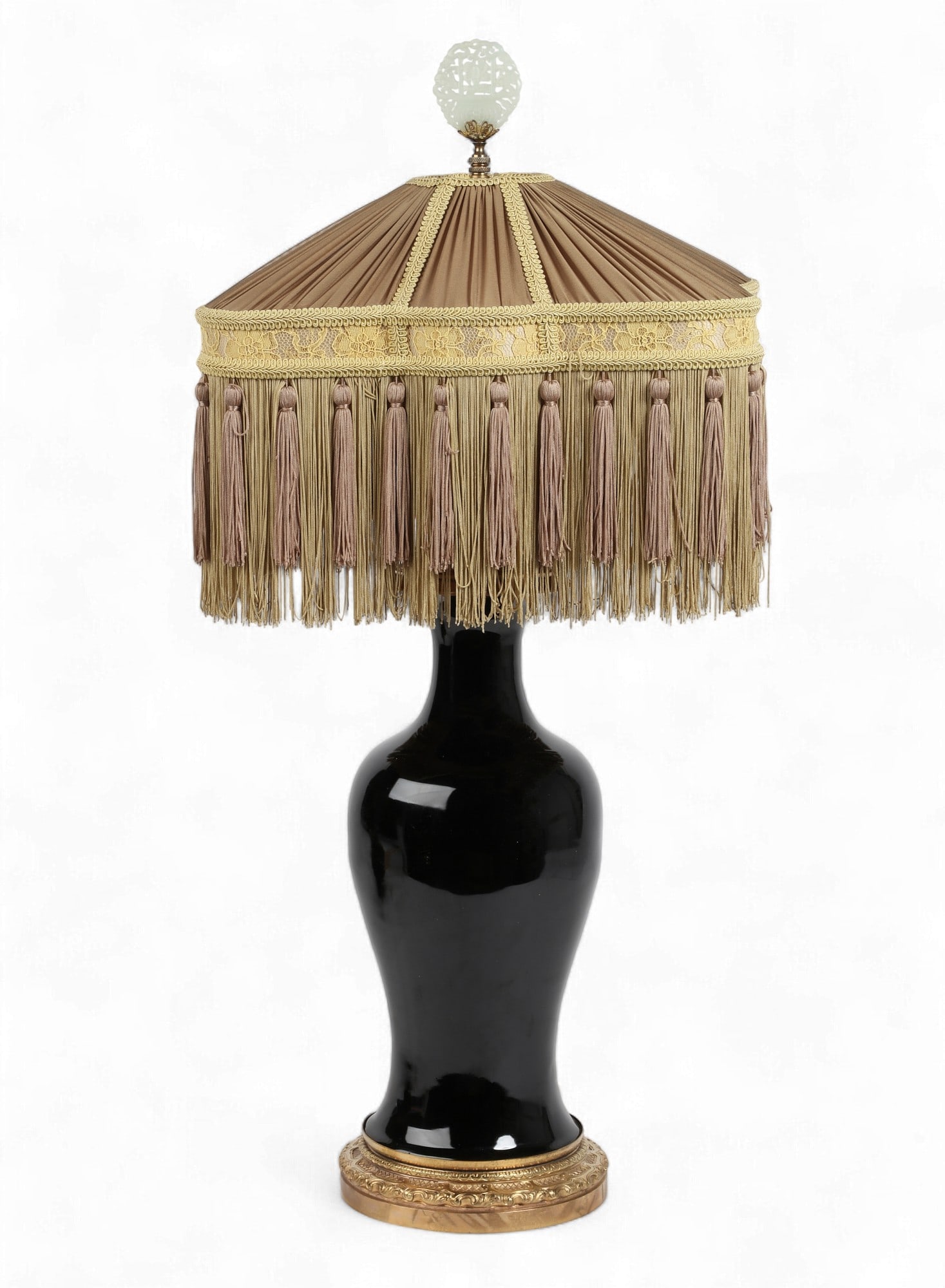 A Chinese black glazed porcelain vase now as a lamp (1 of 4)